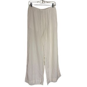 A New Day Linen Rayon Blend Wide Leg High Waist Pants White S NWT